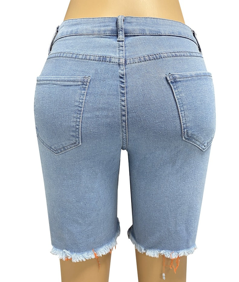 Spring/Summer Women's High Street Ripped Denim Shorts 15