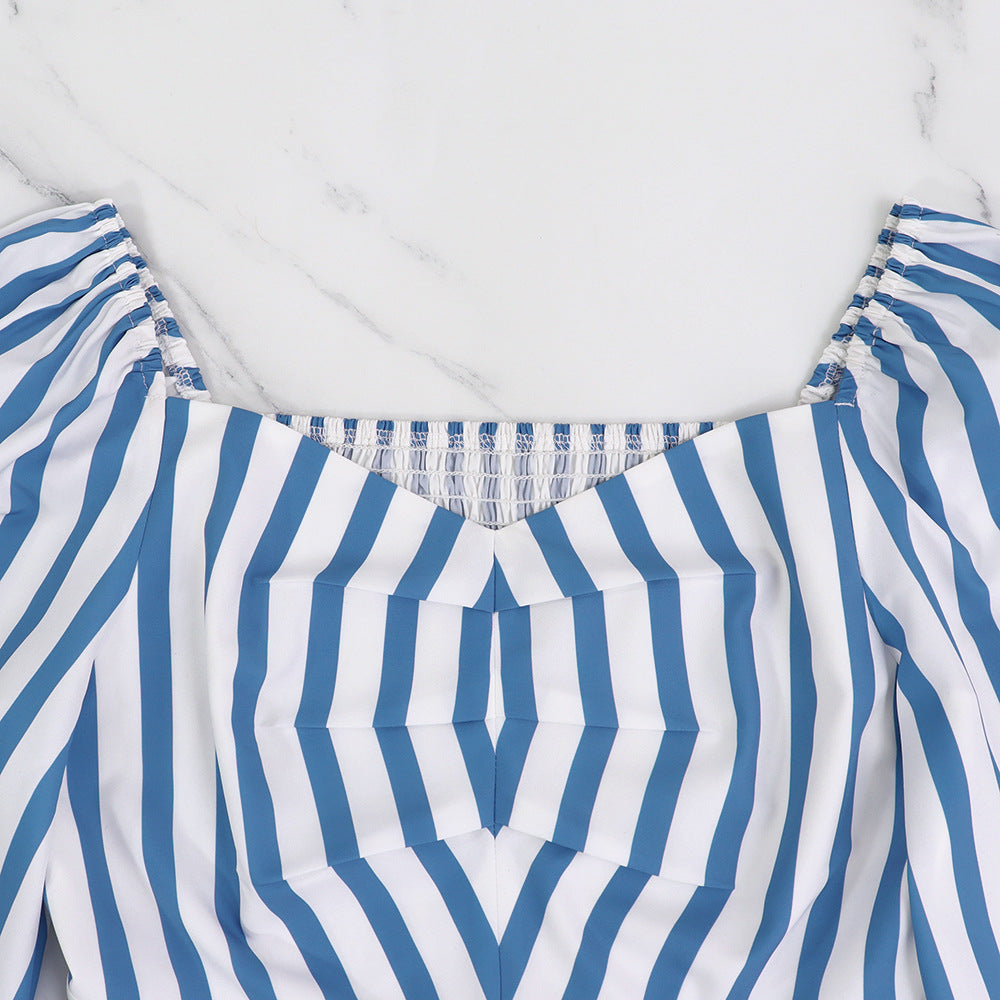 Printed V-Neck Pleated Summer Dress 6