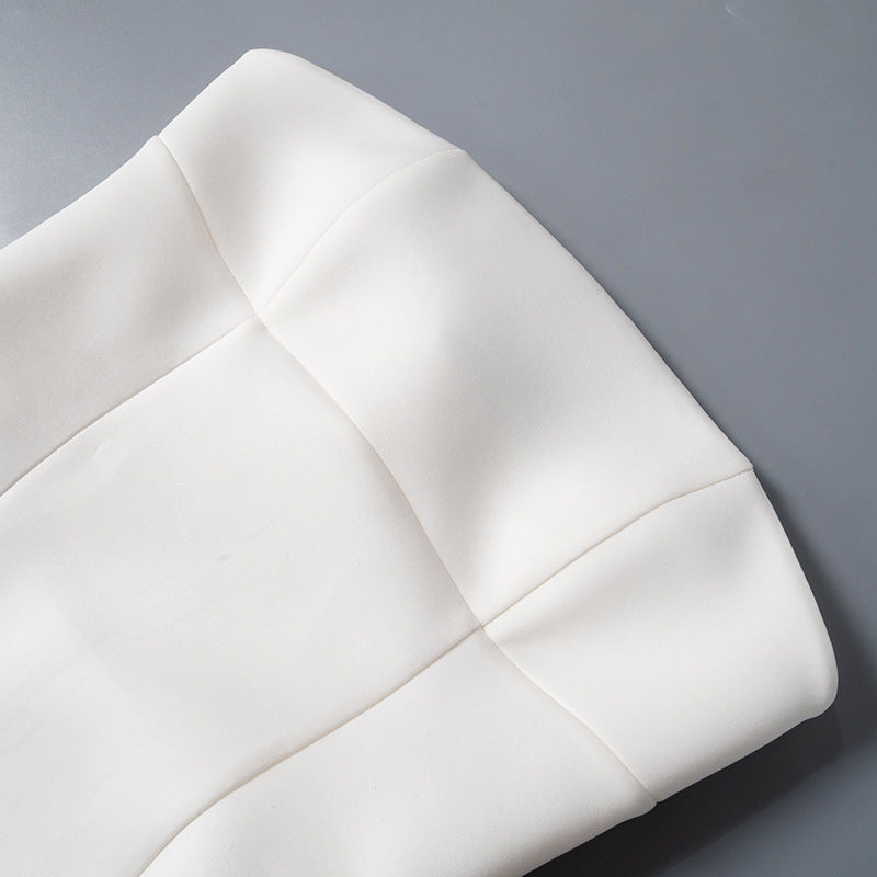 Women Summer Solid Casual Backless Strapless Short Dress 14