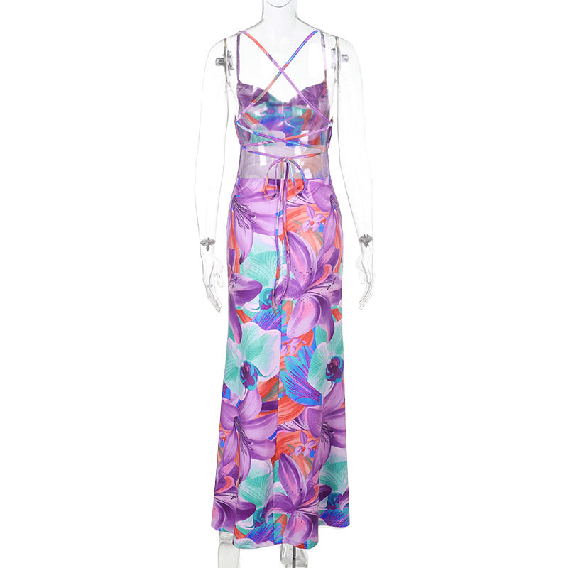 Women's summer sexy sleeveless printed dress 4