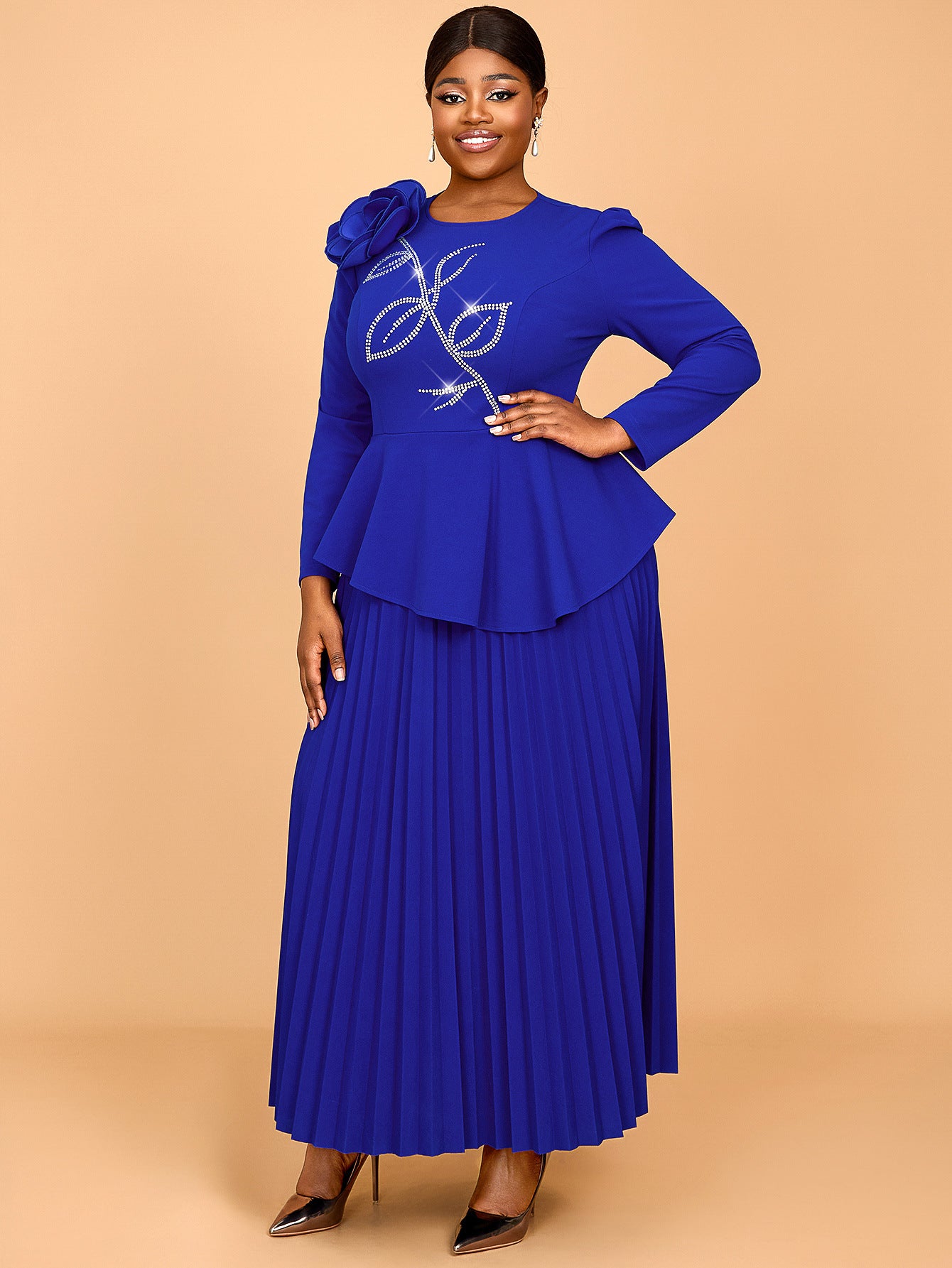 Women Rose Party Formal Party Ruffled Dress 4