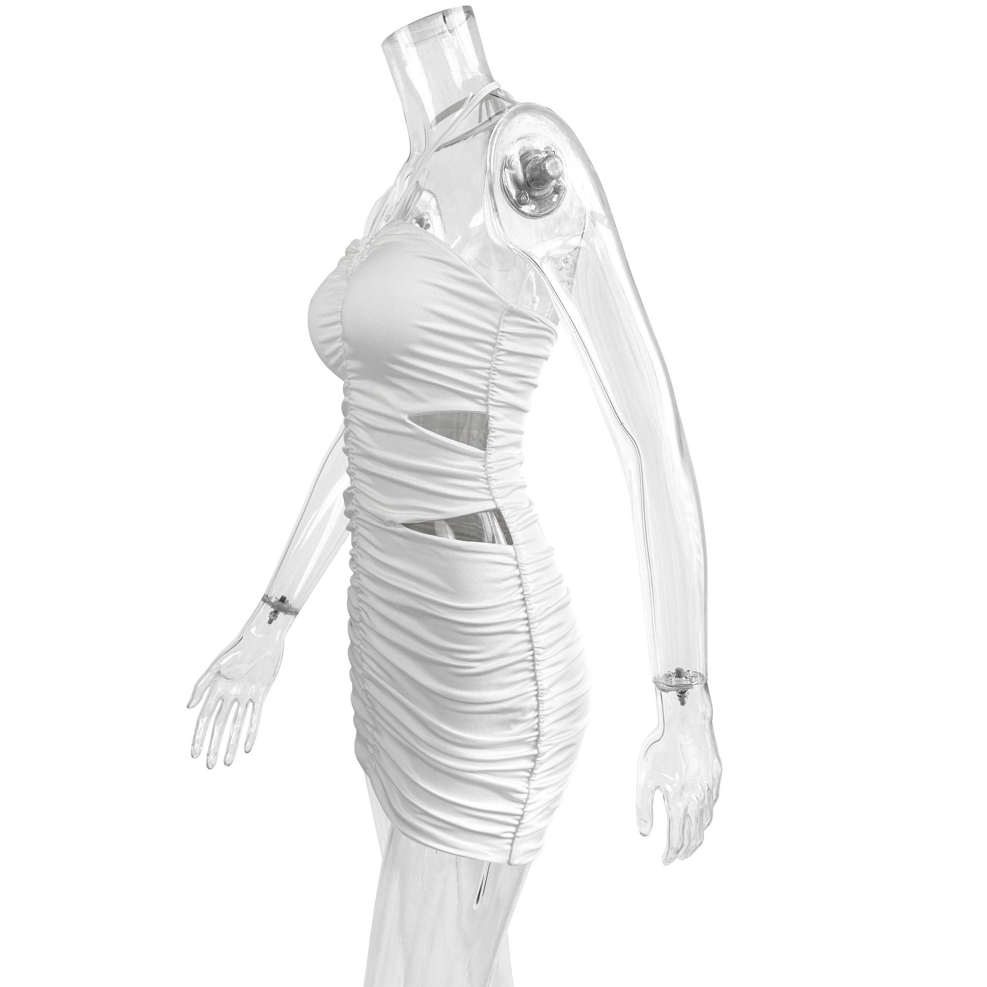 Women summer pleated sleeveless Halter Neck sexy hollow bodycon dress 7