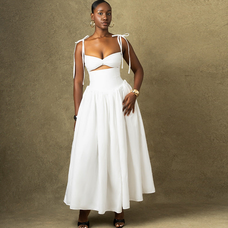 Women's Fashion Solid Color Dress Strap A-Lin Dress 6