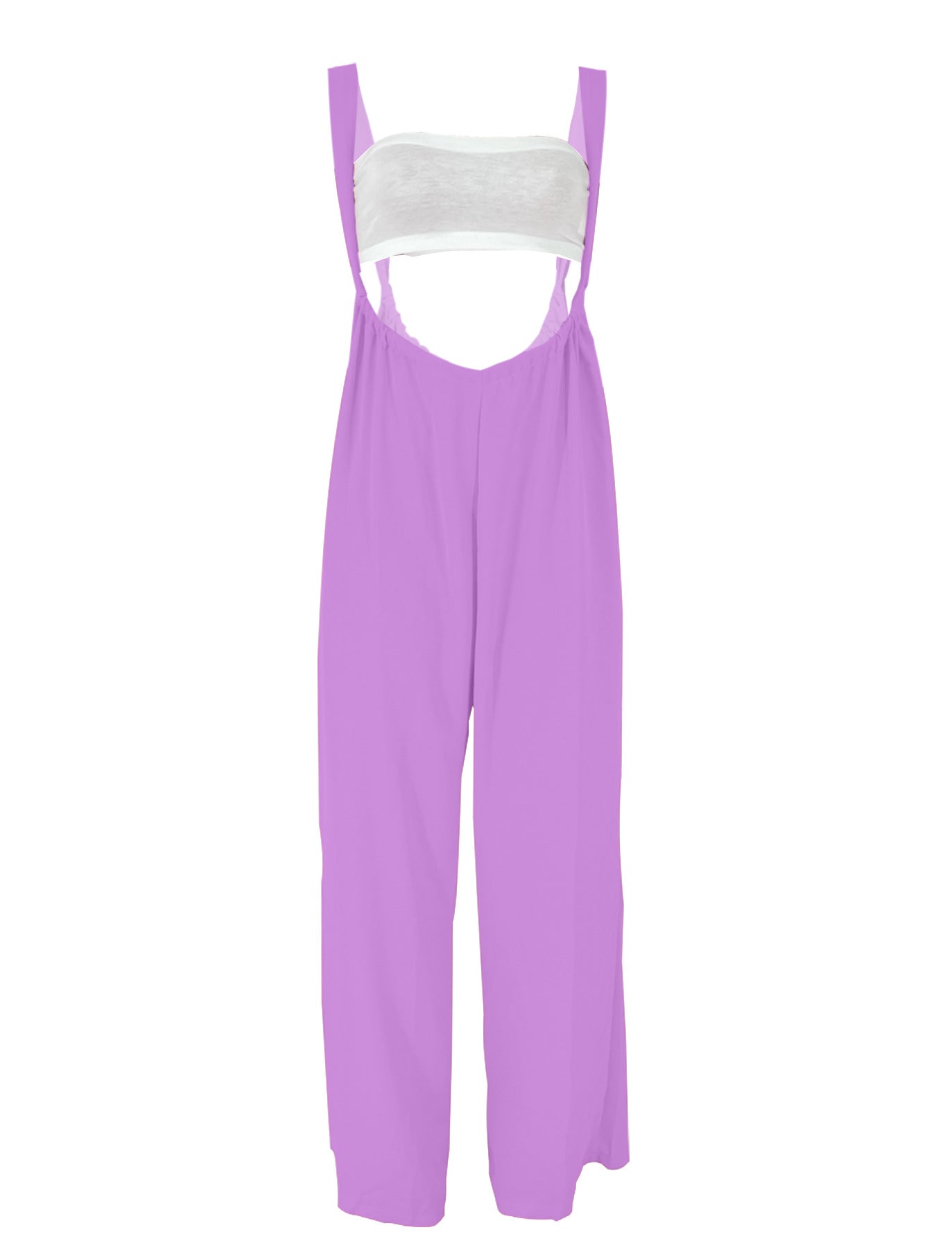 Drawstring Suspenders Wide Leg Trousers Strapless Crop Top Two-Piece Set 29