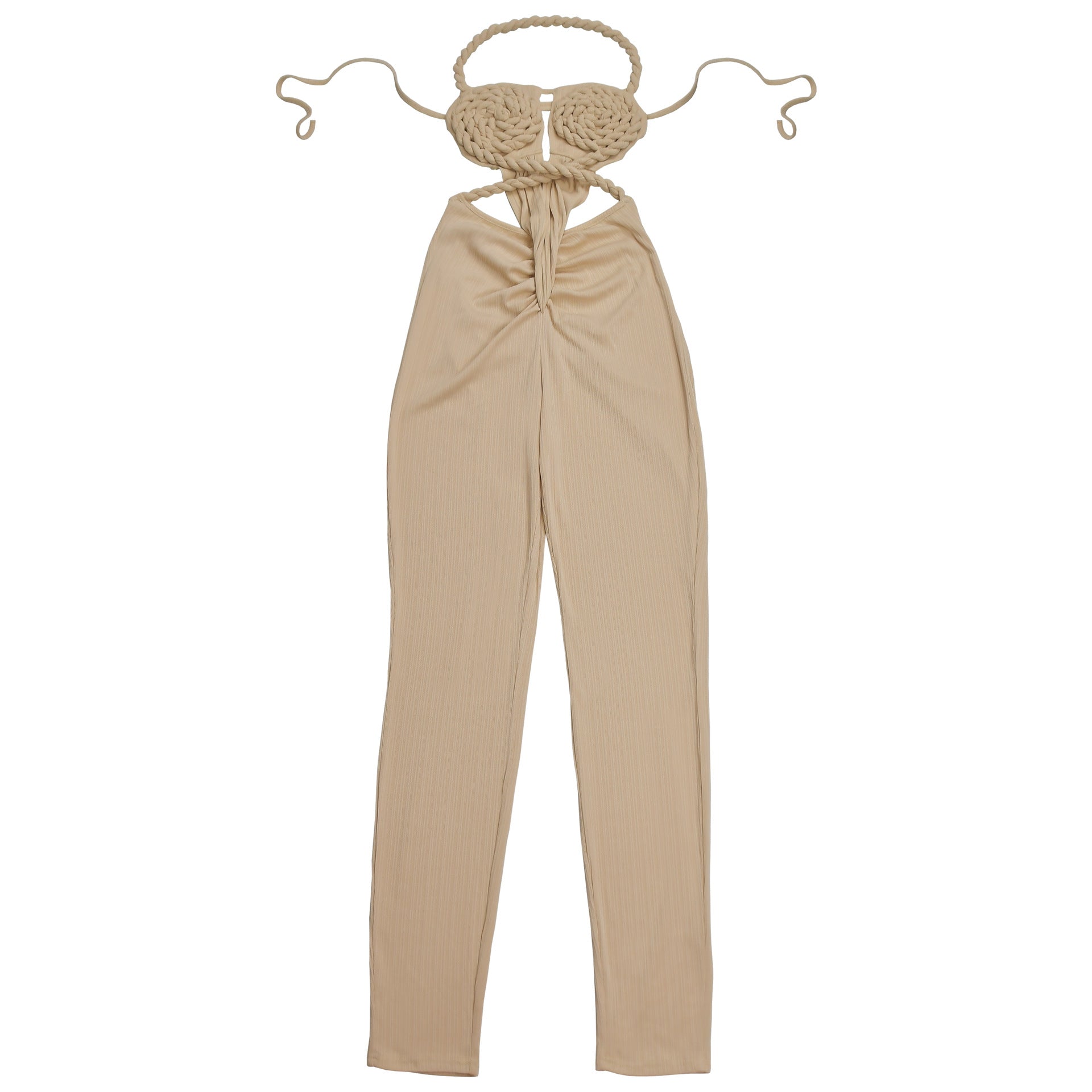 Women Sexy Casual Halter Neck Backless Solid Jumpsuit 21