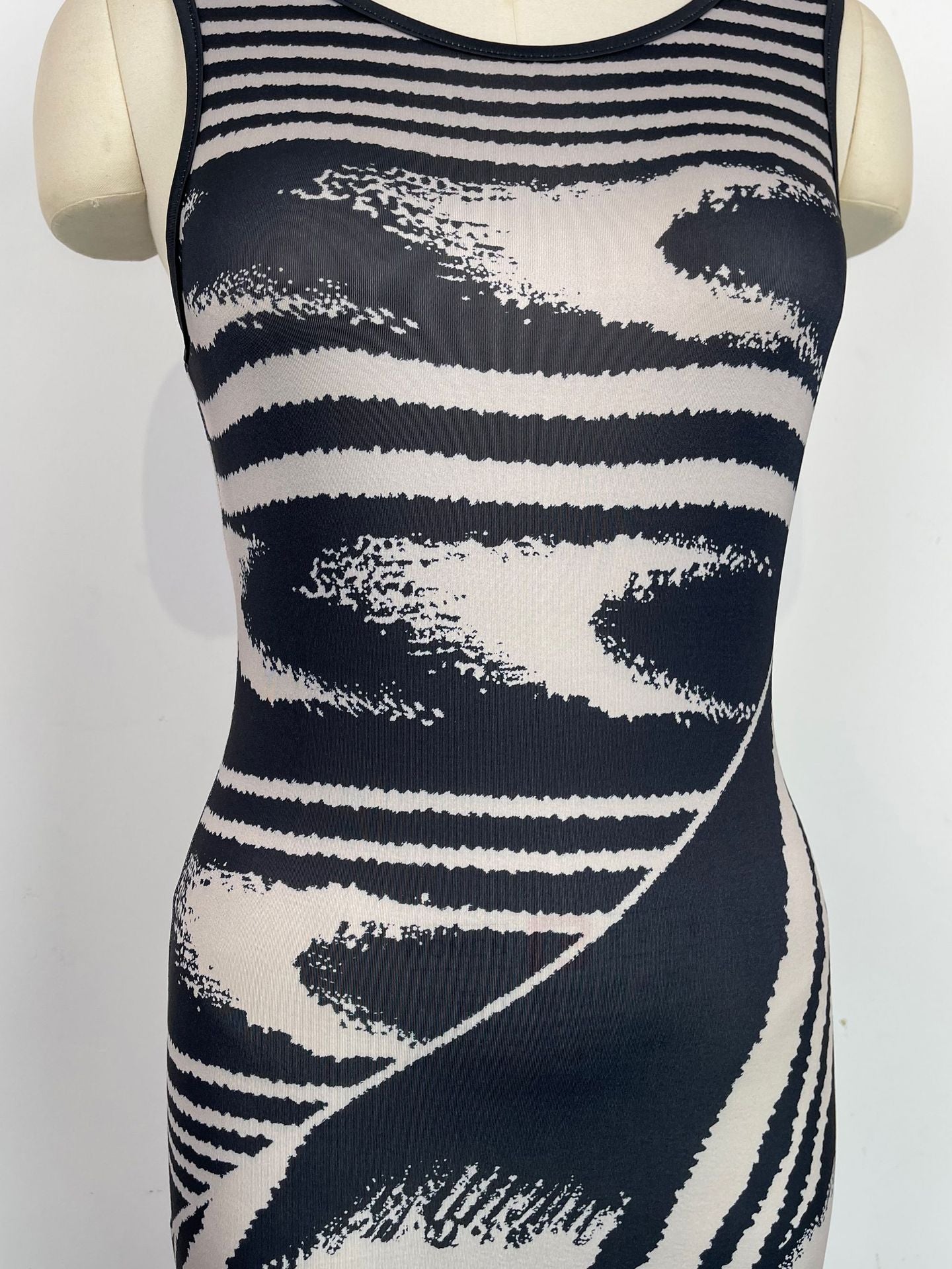 Summer Striped Gradient Printed Sexy Slim Fit Slim Waist Bodycon Tight Fitting Dress 12