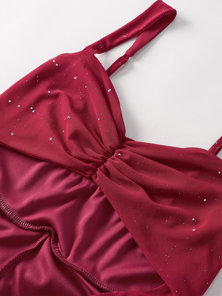 High-Low Slit Low Back Mesh Fishtail Dress 7