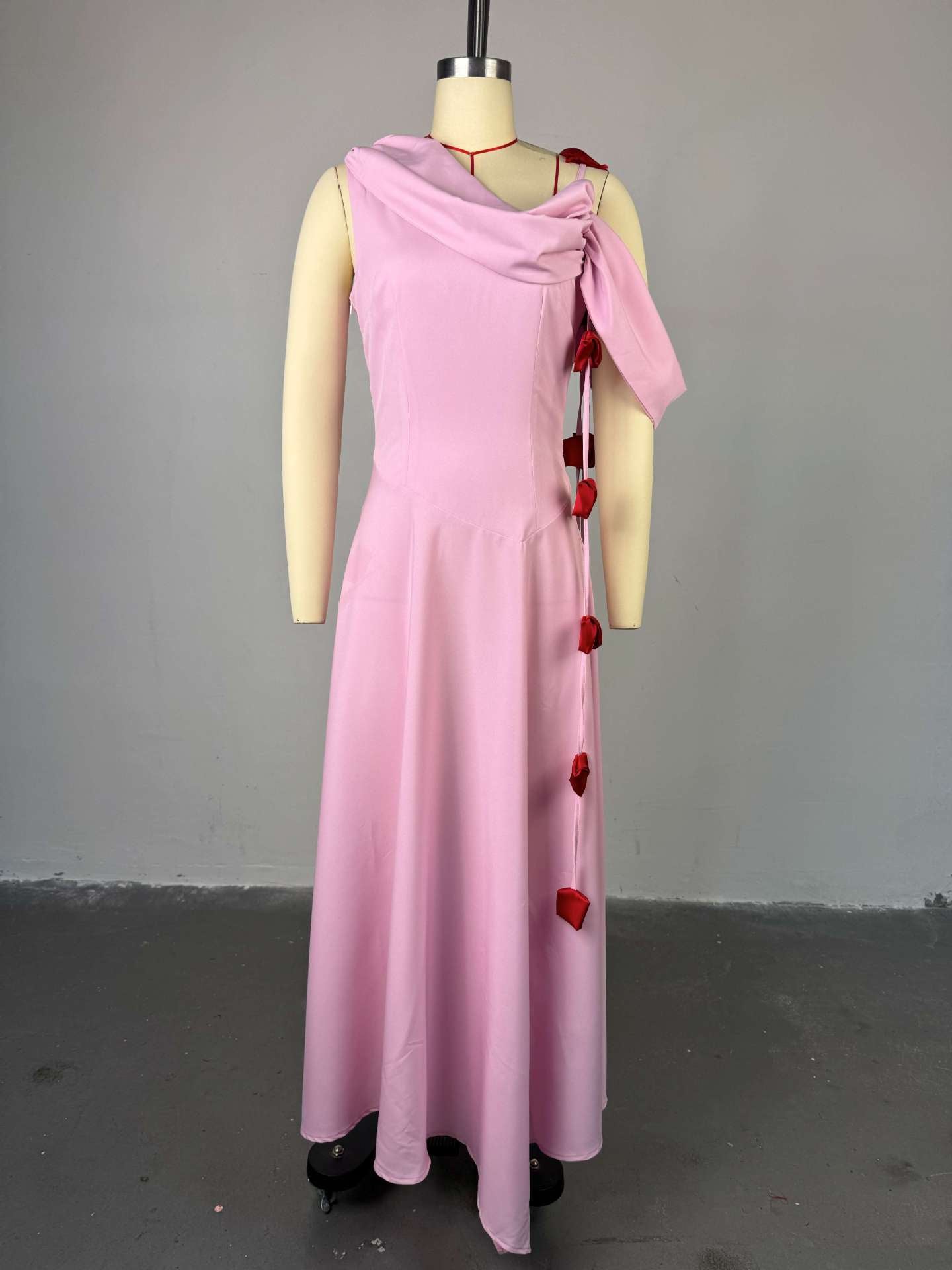 Women's Summer Chic Slash-Shoulder Slim Wasit Strap Maxi Dress 12