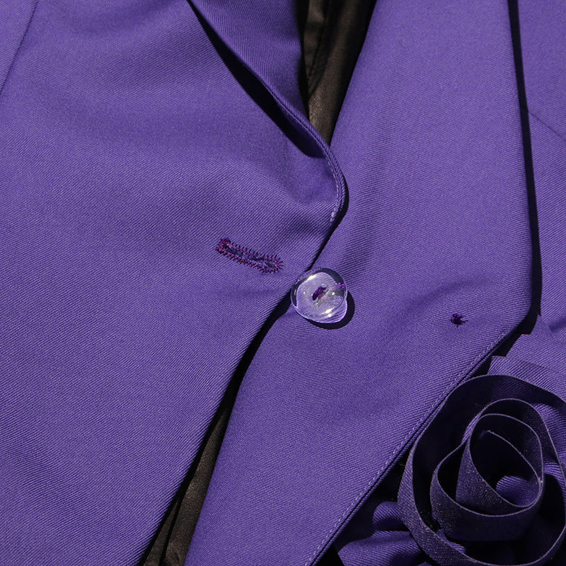 Women flower decoration elegant slit Blazer 15