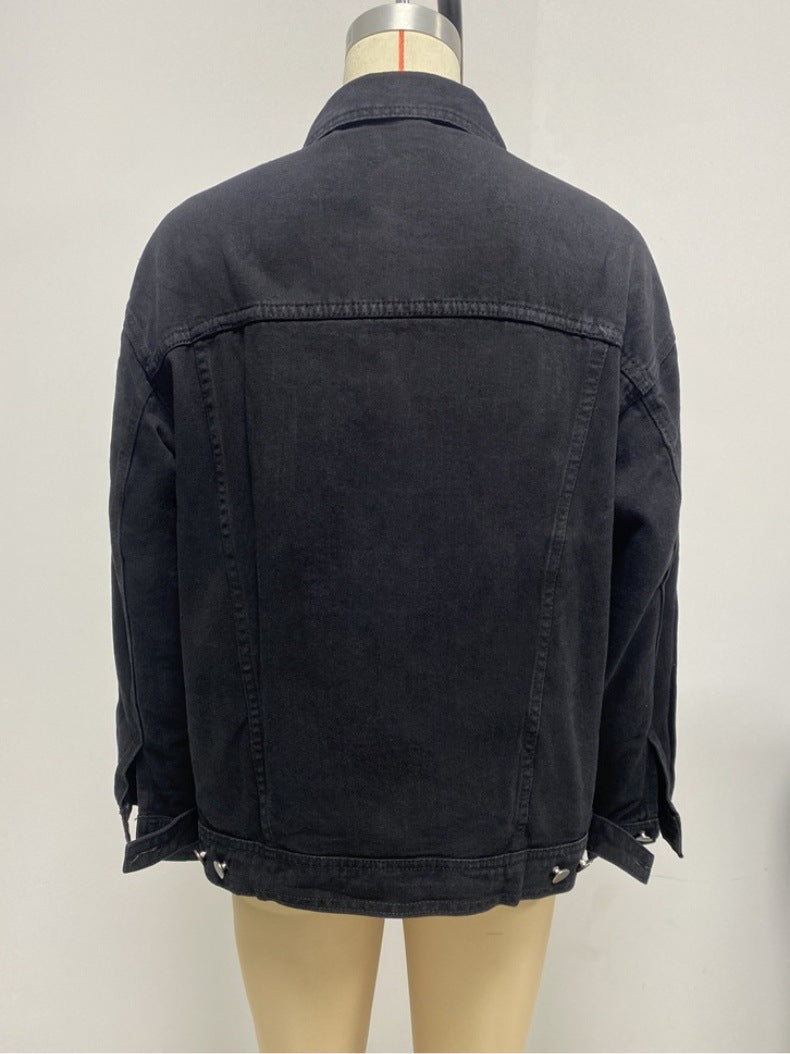 Women Casual washed Denim coat jacket 7