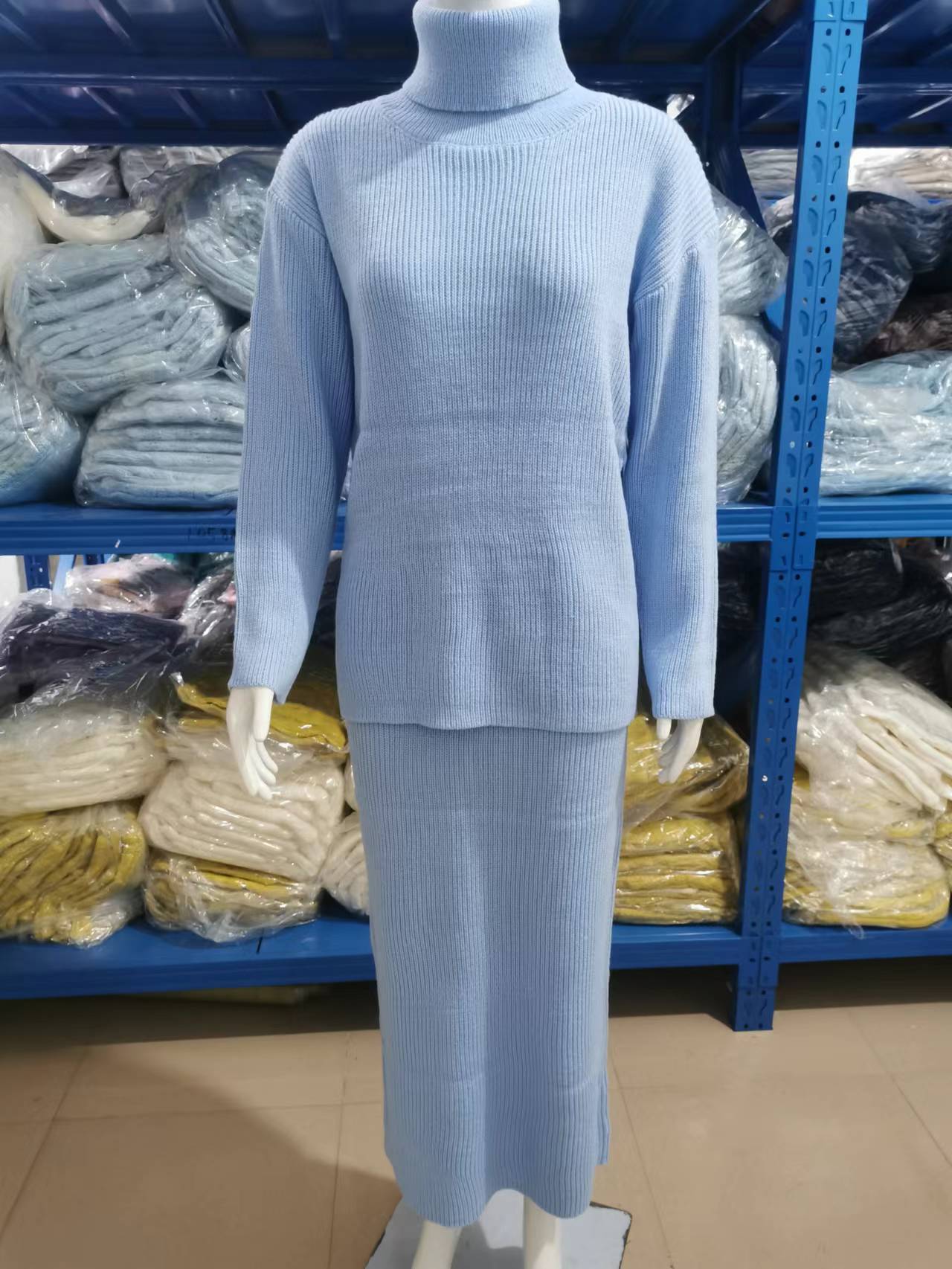 Women turtleneck Loose-Cut sweater and skirt two-piece set 28