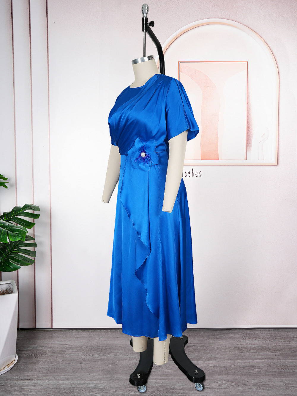 Plus Size African Elegant Solid Dress 18