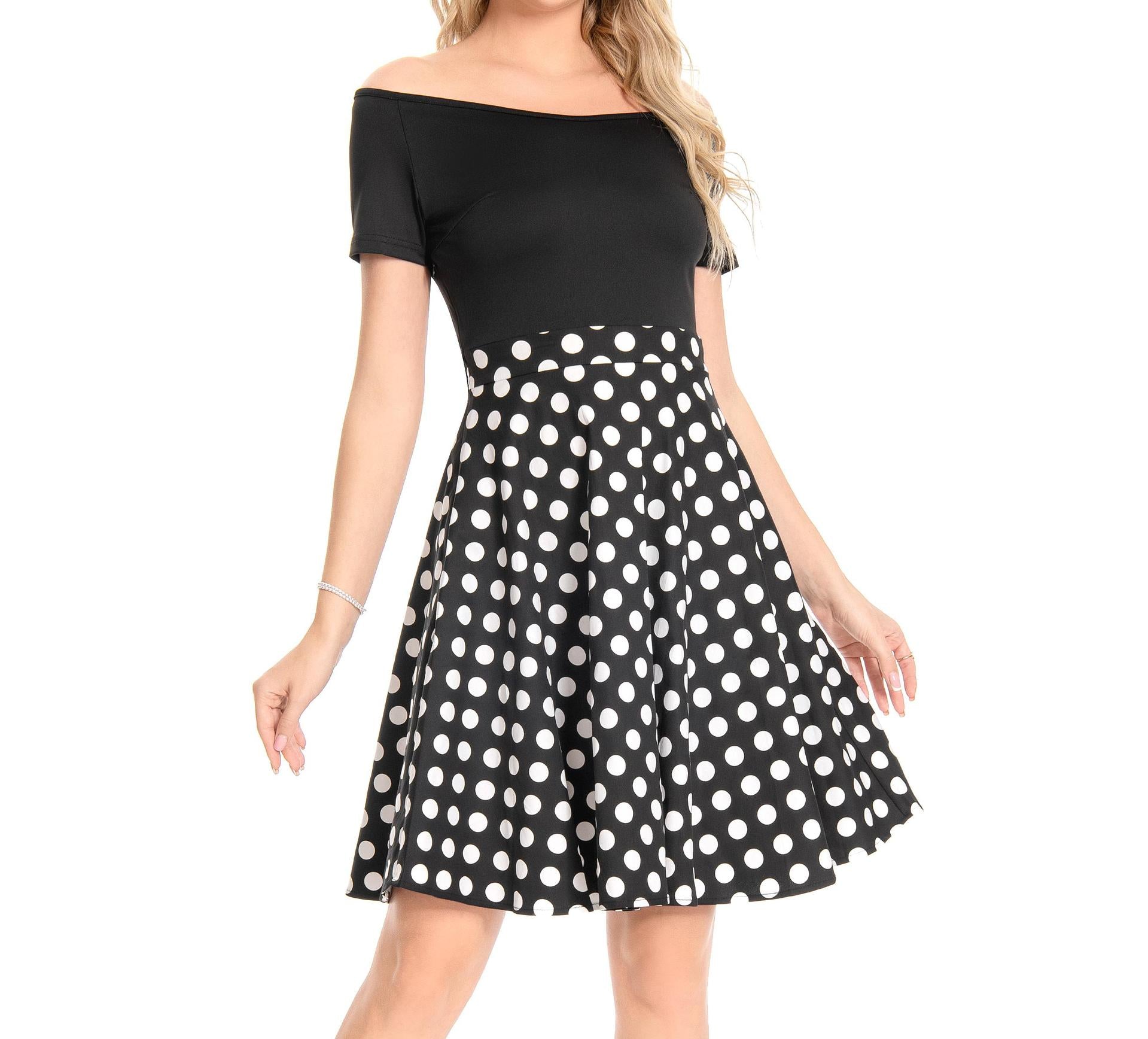 Women Retro Polka Dot Dress