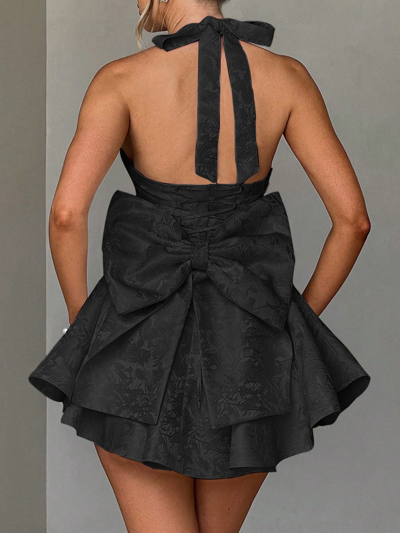 Chic Elegant Halter Neck Tie-Waist Evening Dress for Women 9