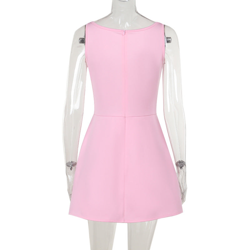 Autumn Chic Elegant Slim Square Neck Strap Bodycon Short Dress 9