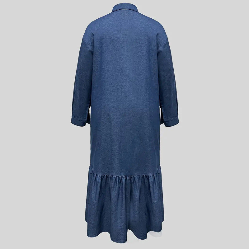 Women's Chic Elegant Long-Sleeve Turndown Collar Dress 4