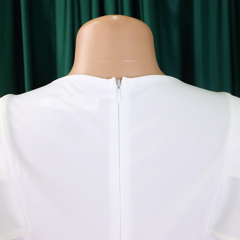 Women's Summer Chic Career Square Neck Short Sleeve Sexy Bodycon African Dress 14