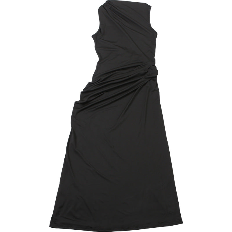 Women Fall Solid Metallic Sleeveless Sexy Slit Dress 38