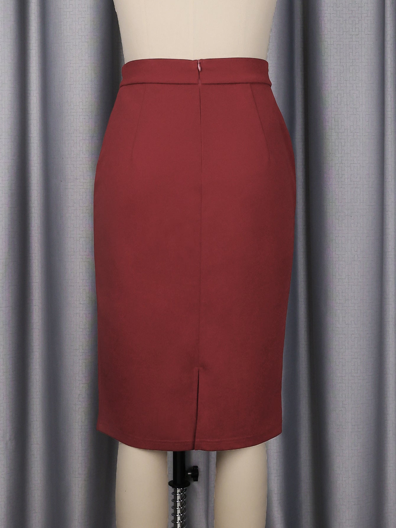 Women's Fashion Career Turndown Collar Color-Blocking Two-Piece Elegant Slim Waist Midi Skirt Set 9