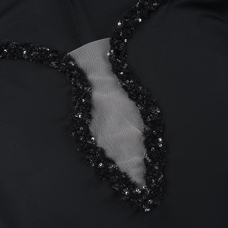 Chic Glitter Dress Tight Fitting Fishtail Party Evening Gown Long Dress 13