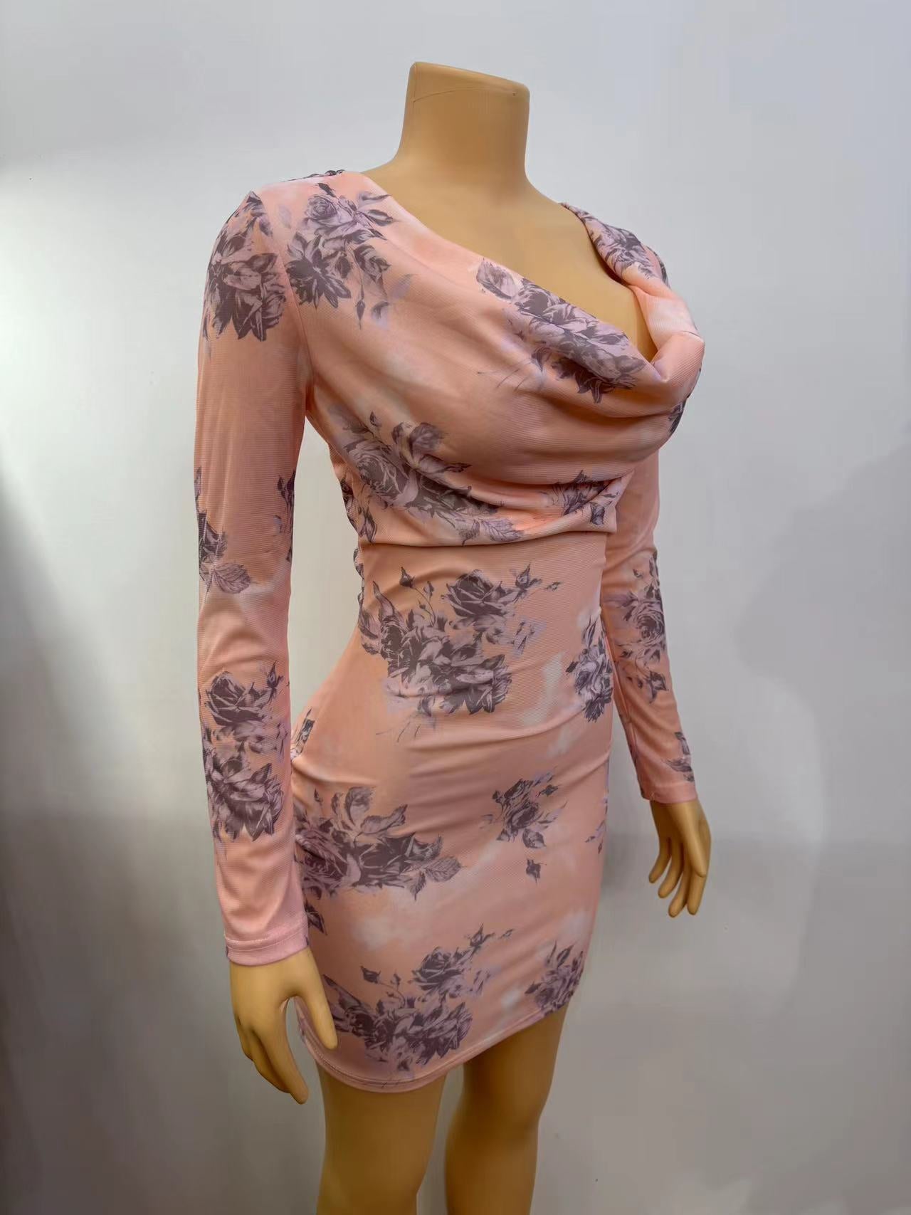 Women's Printed Long Sleeve Bodycon Dress 5