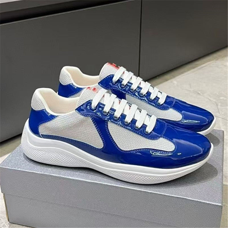 PUatent Leather Fashion Casual Sneakers Breathable White Classic Men's Shoes 17