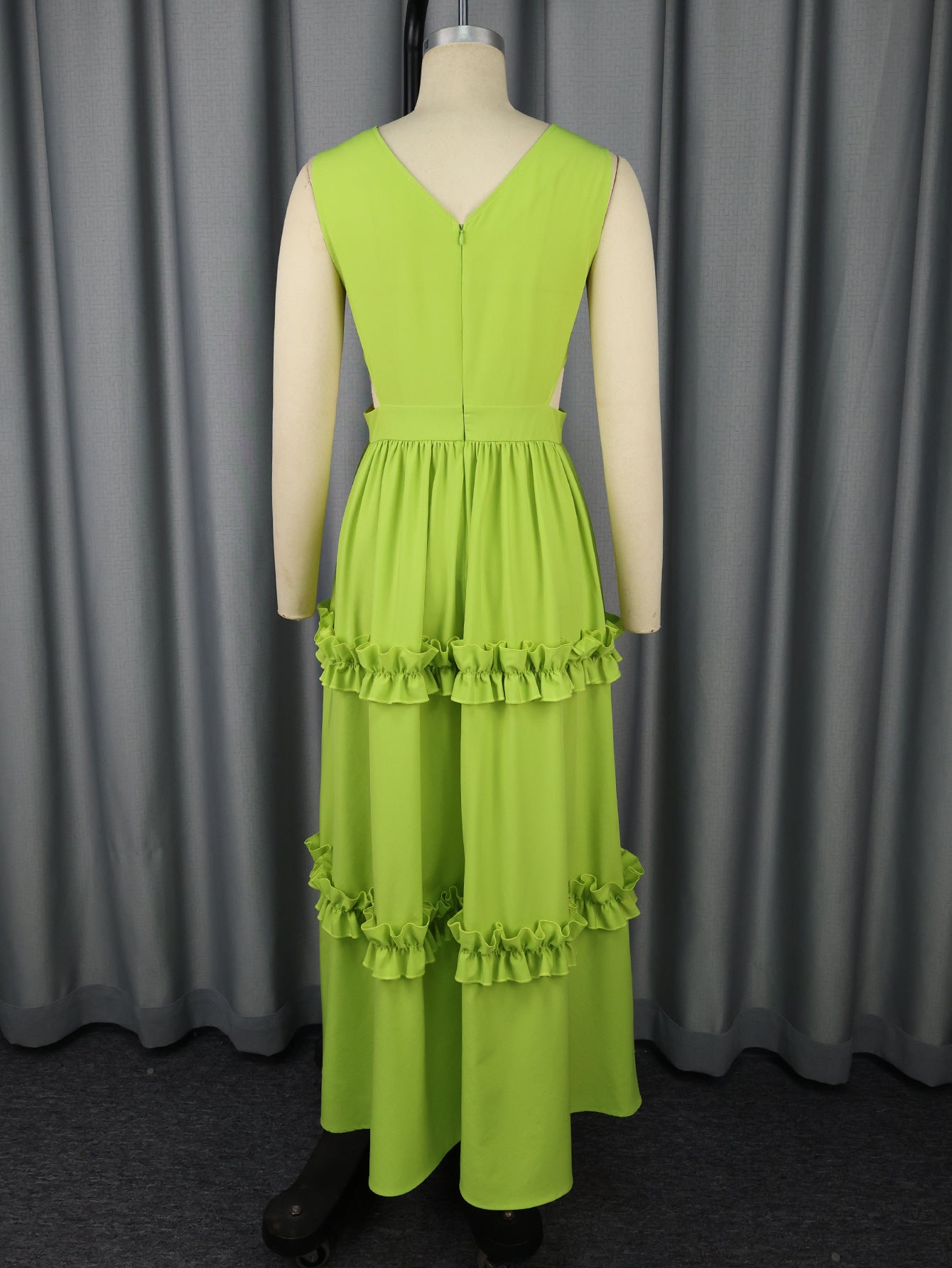 Side Cut-Out Sexy V-Neck Party Dress Ruffled A-Line Formal Gown 7