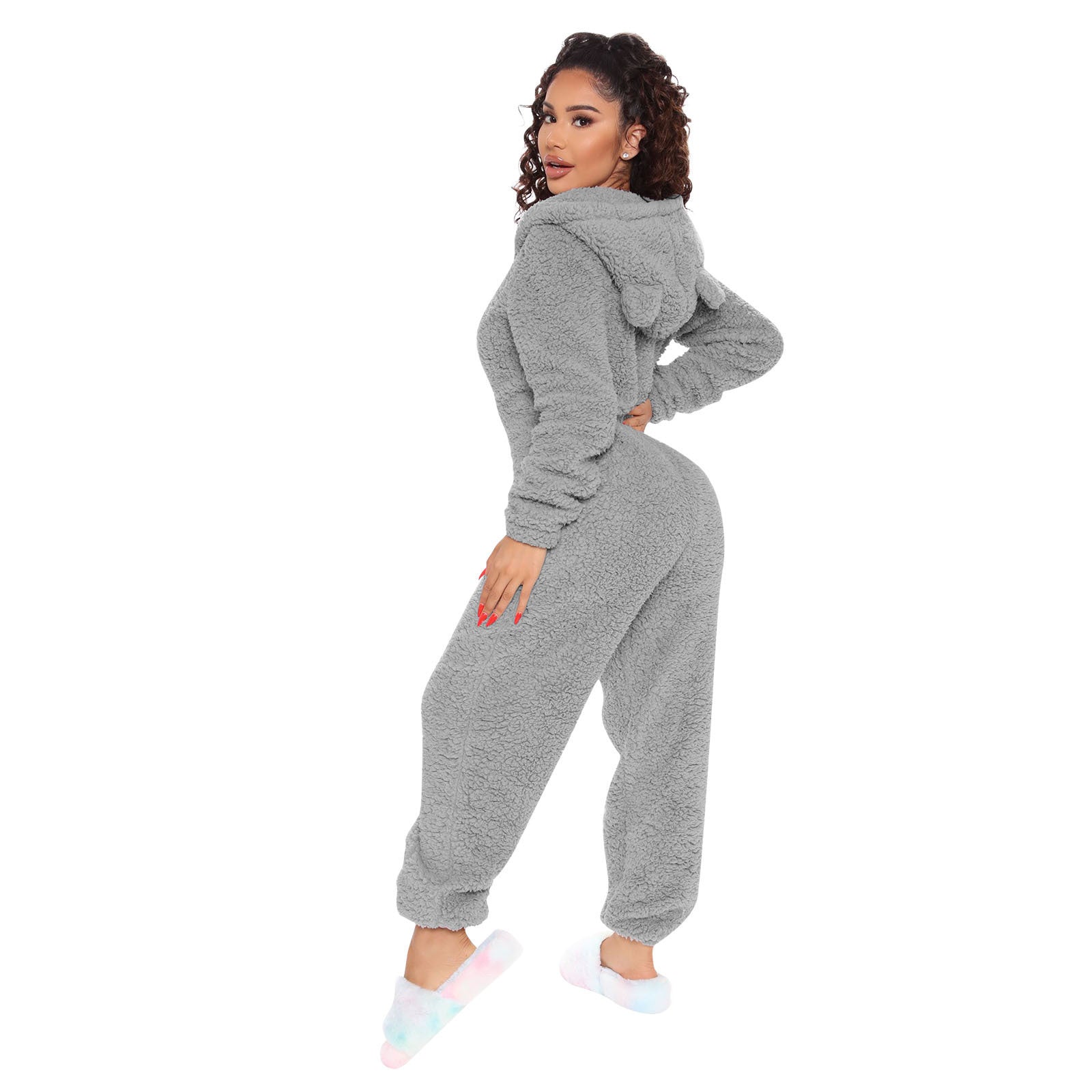 Women Long Sleeve Hooded Casual Jumpsuit 13
