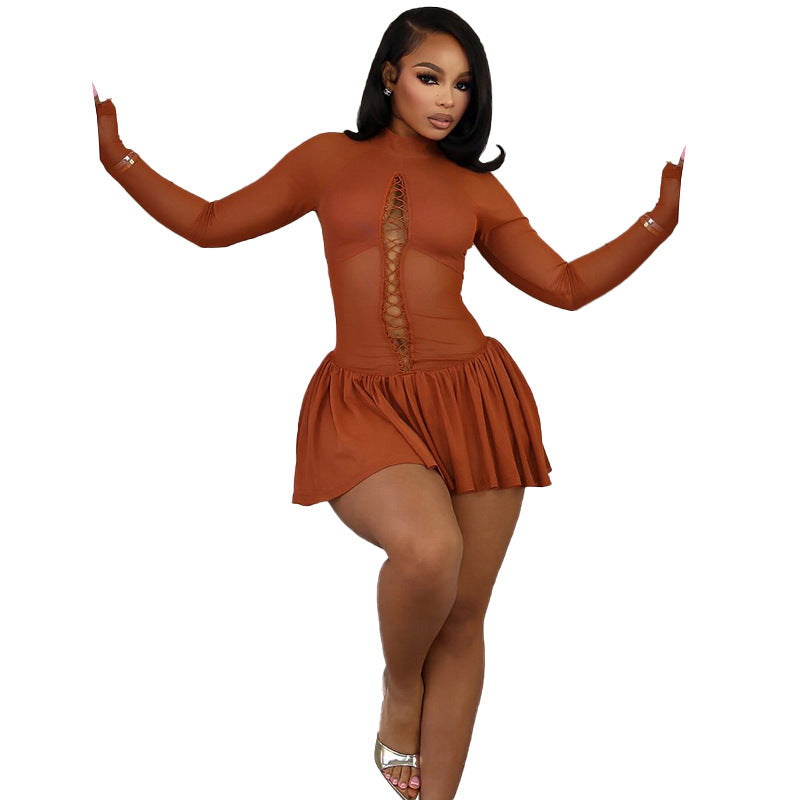 Women sexy see-through hollow bodycon dress 6