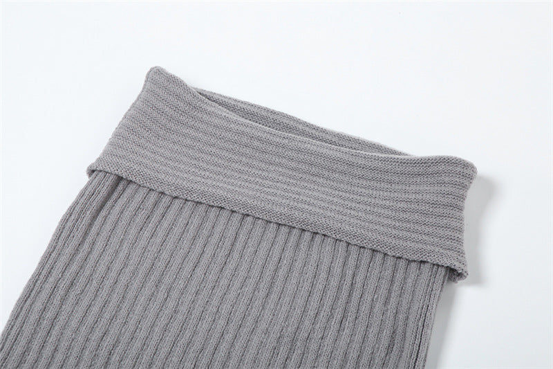 Women Off Shoulder Long Sleeve Loose Solid Knitting Sweater 30