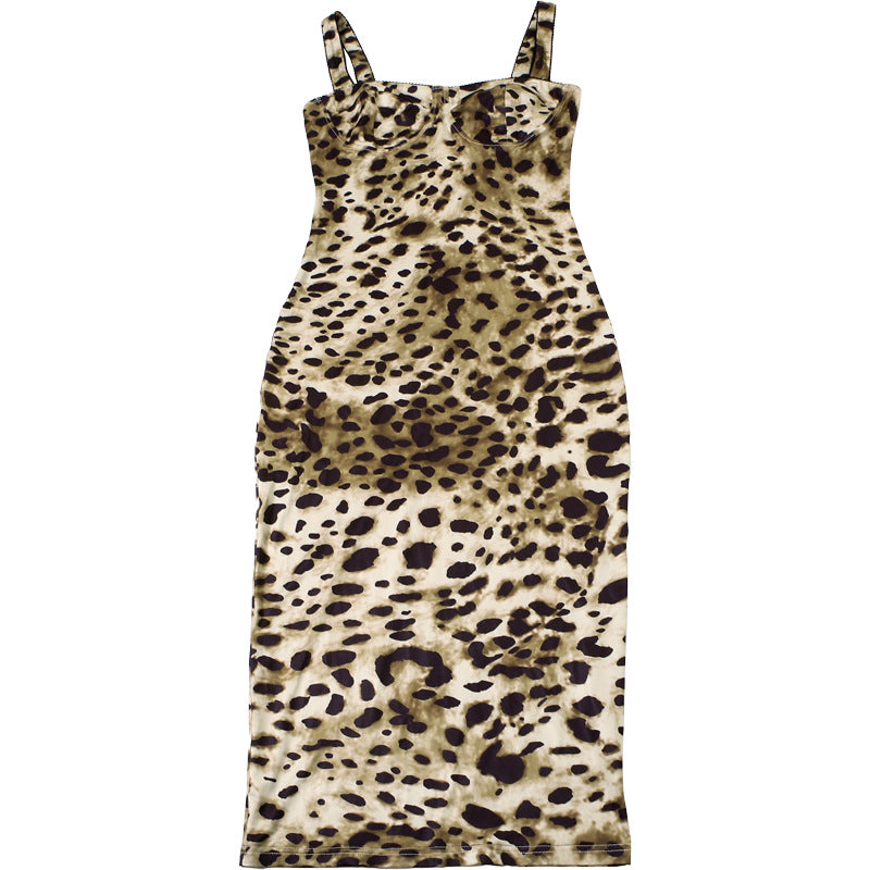 Women's Spring Strap Leopard Print Bodycon Dress 10