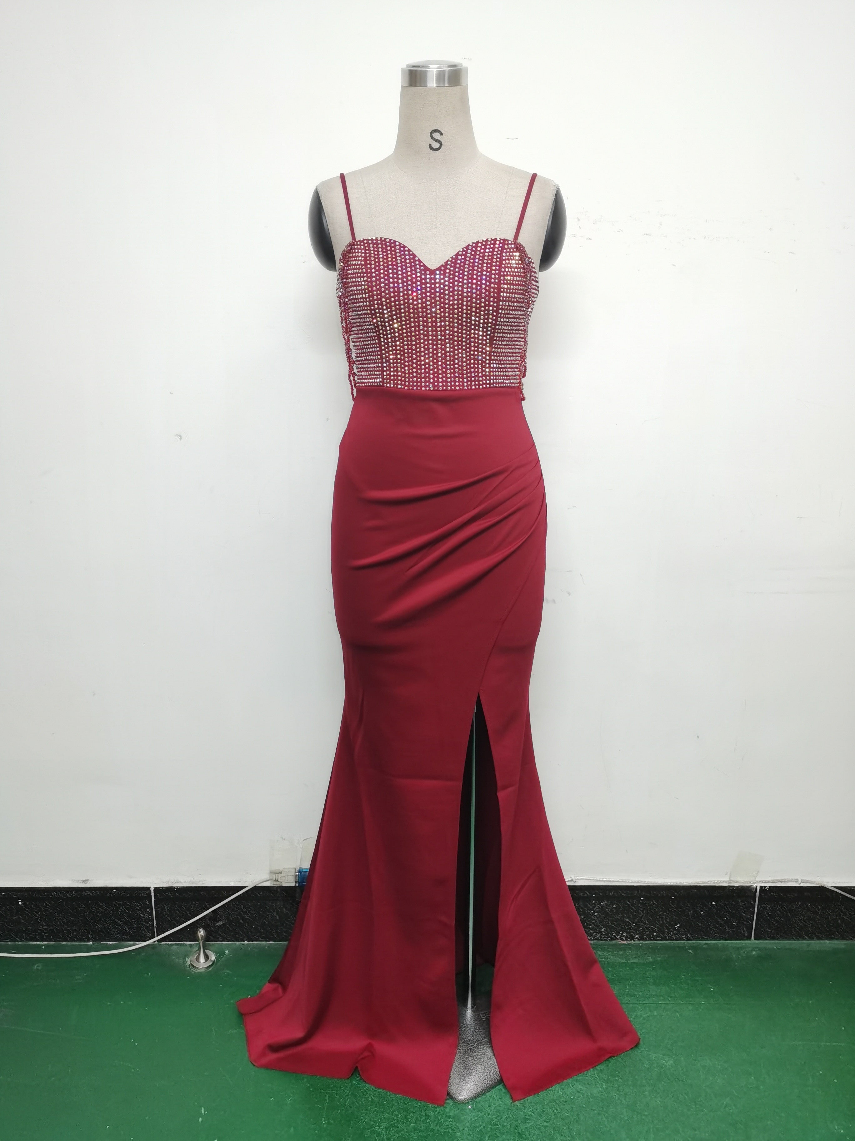 Women Beaded Sexy Suspender Evening Dress 19