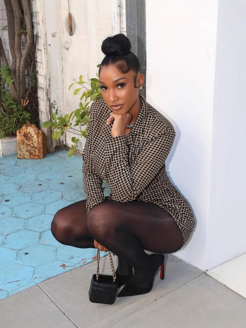 Women Spring Summer Professional Long Sleeve Blazer Jacket and Shorts Two-piece Set 4