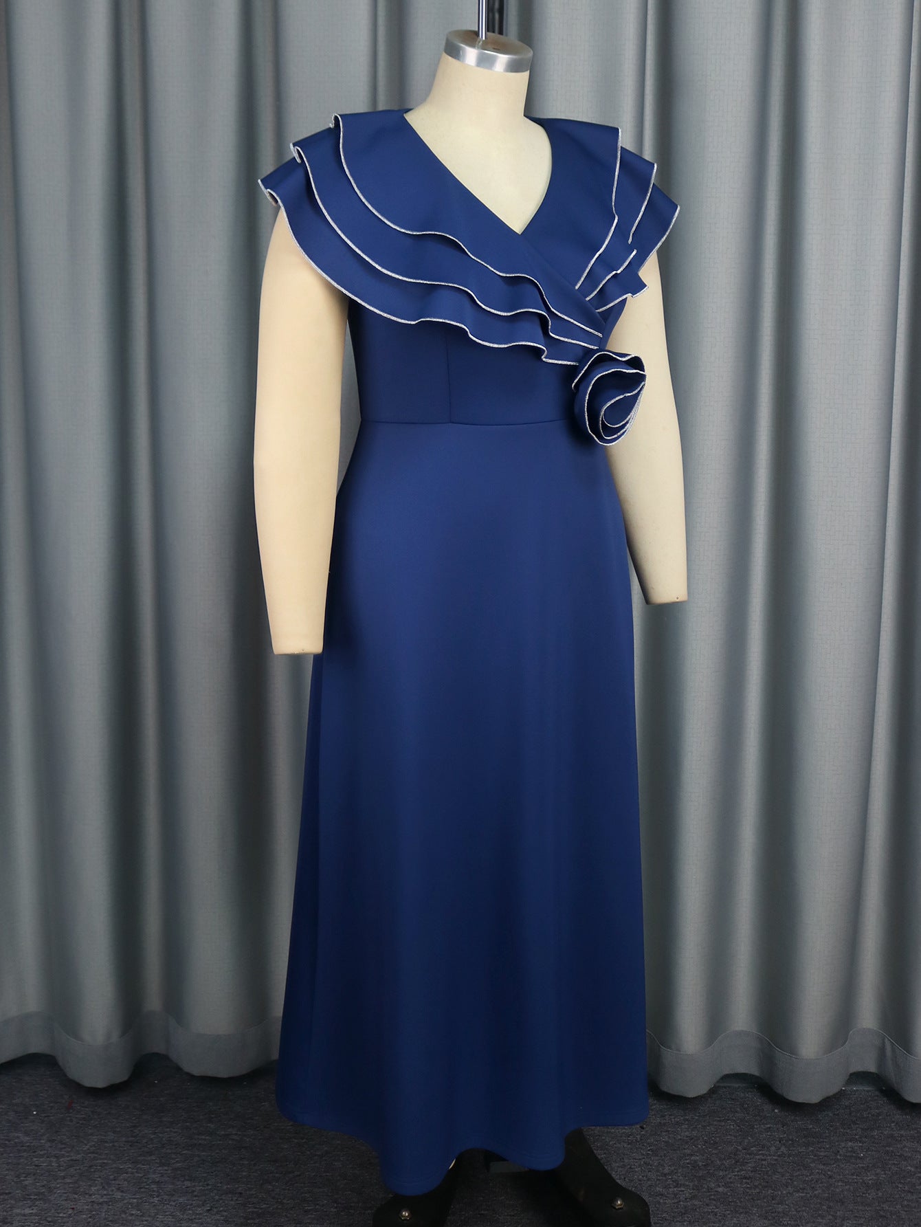 Summer Retro Ruffle Long A-Line Plus Size Party Dress 7