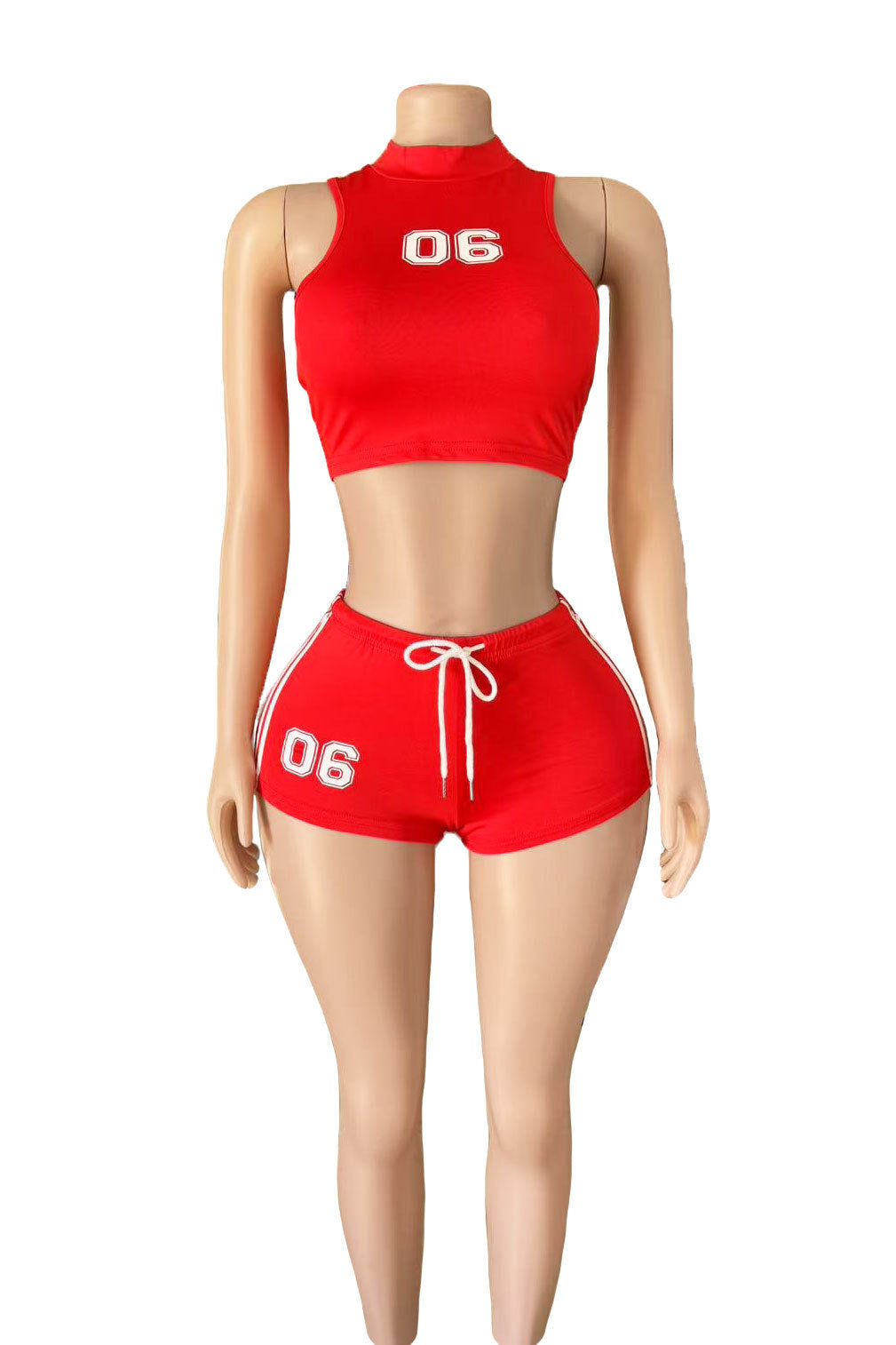 Women American Tank Top Shorts Sports Two-Piece Set 9