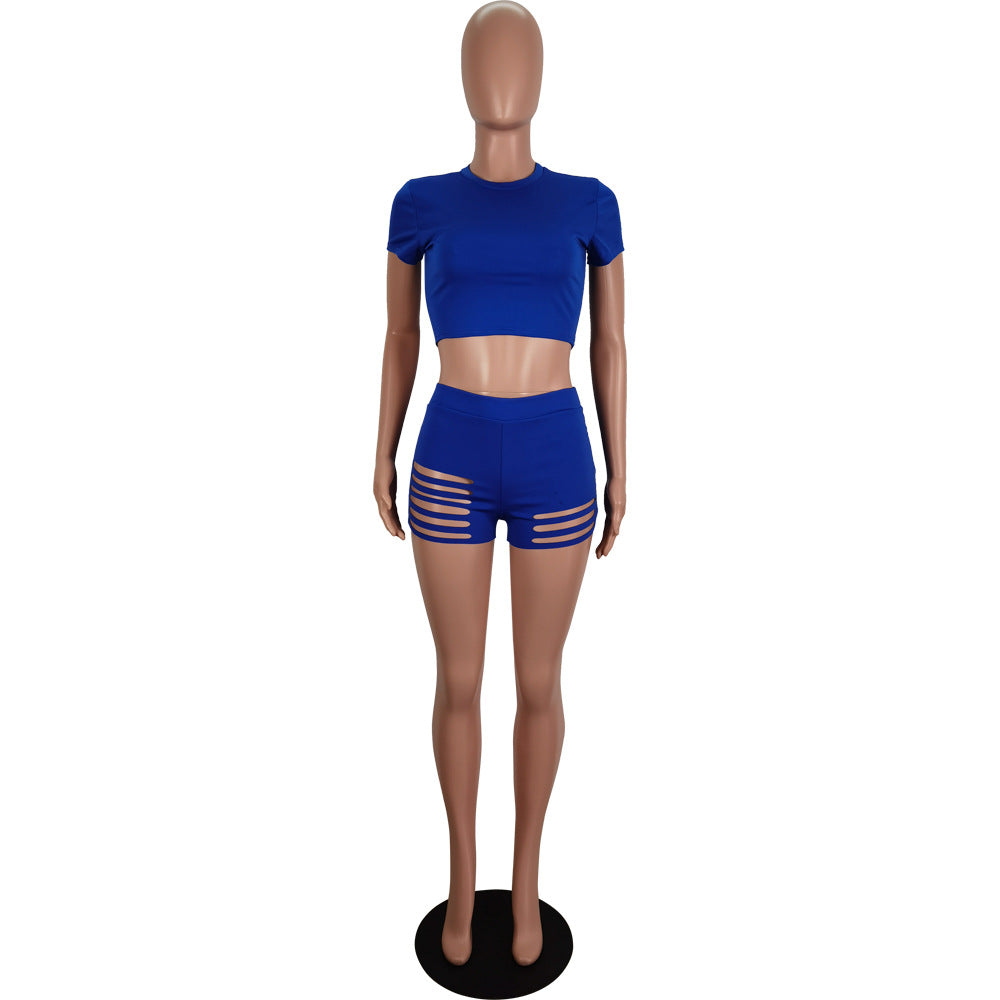 Women's Spring Summer Short Sleeve T-Shirt Shorts Set 13