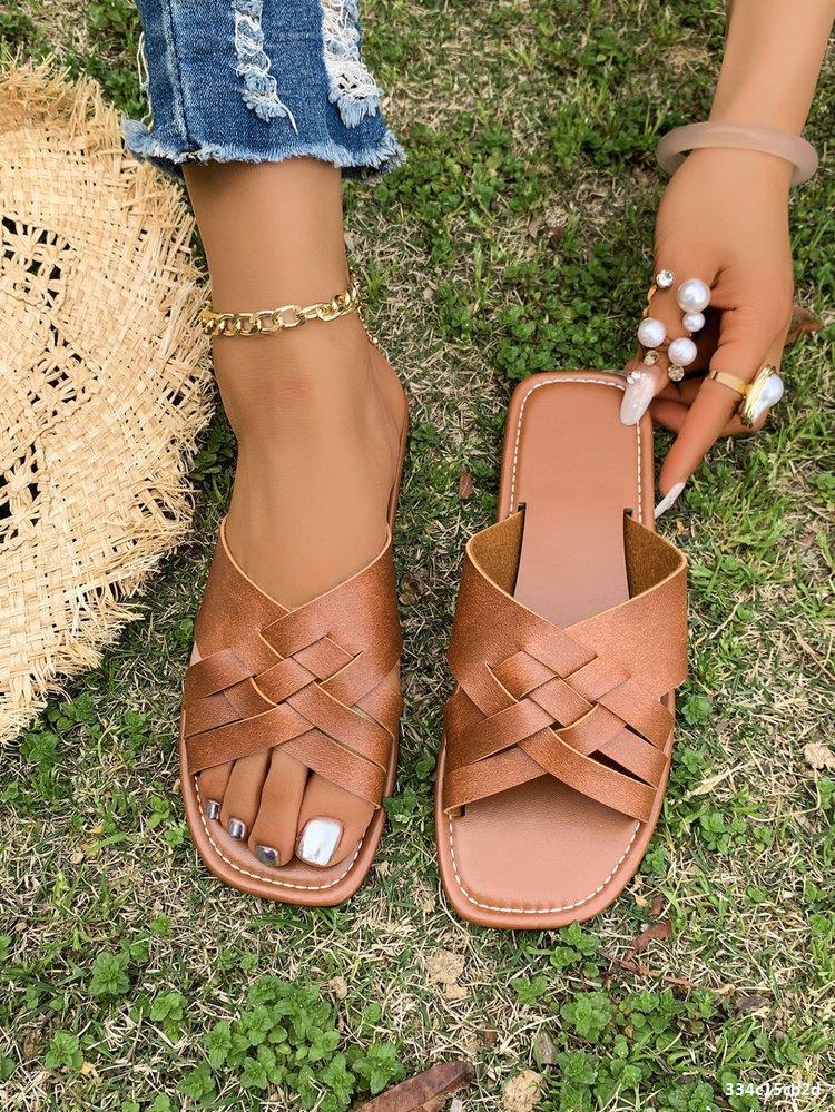 Women's Plus Size casual one strap flat slippers 17