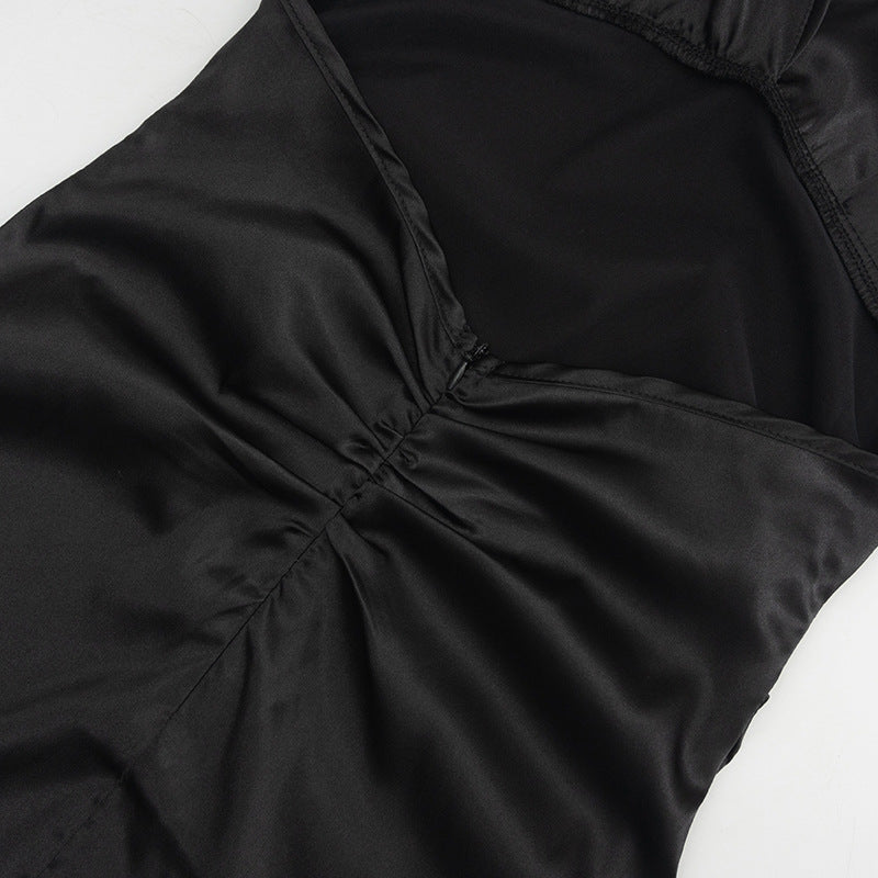 Women Halter Neck Lace-Up V-Neck Solid Bodycon Dress 13