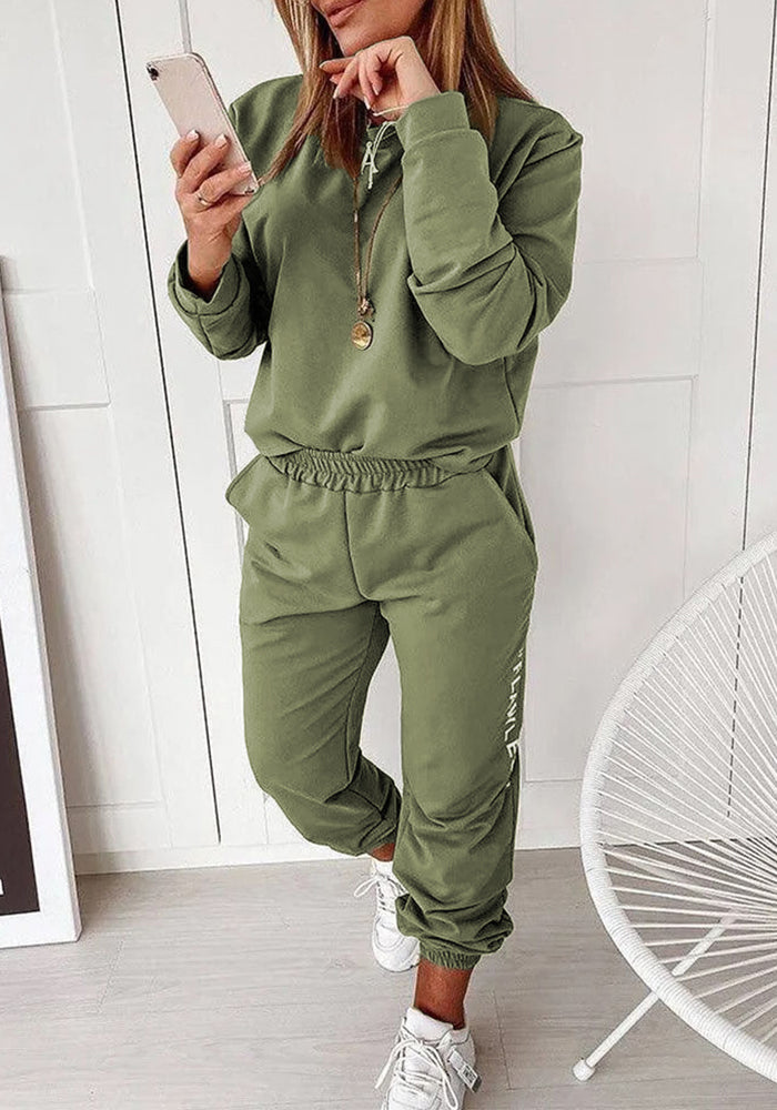 Women's Solid Color Casual Sport Two Piece Tracksuit