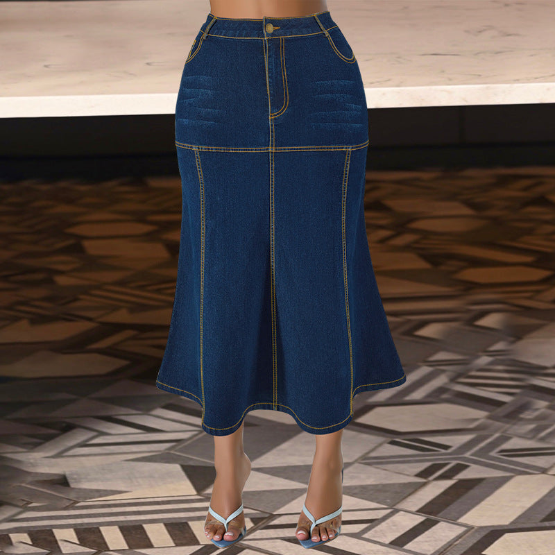 Plus Size Women's Denim Casual Long Skirt 3