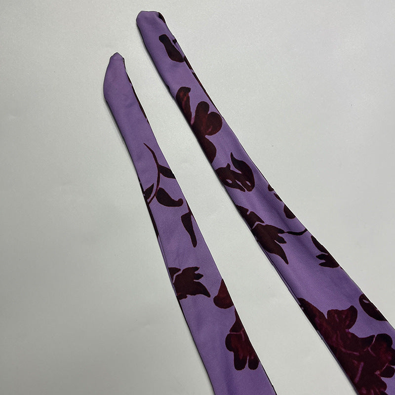 Spring Summer Women's Printed Halter Neck Lace-up Sexy Low-Back Slim Dress 14