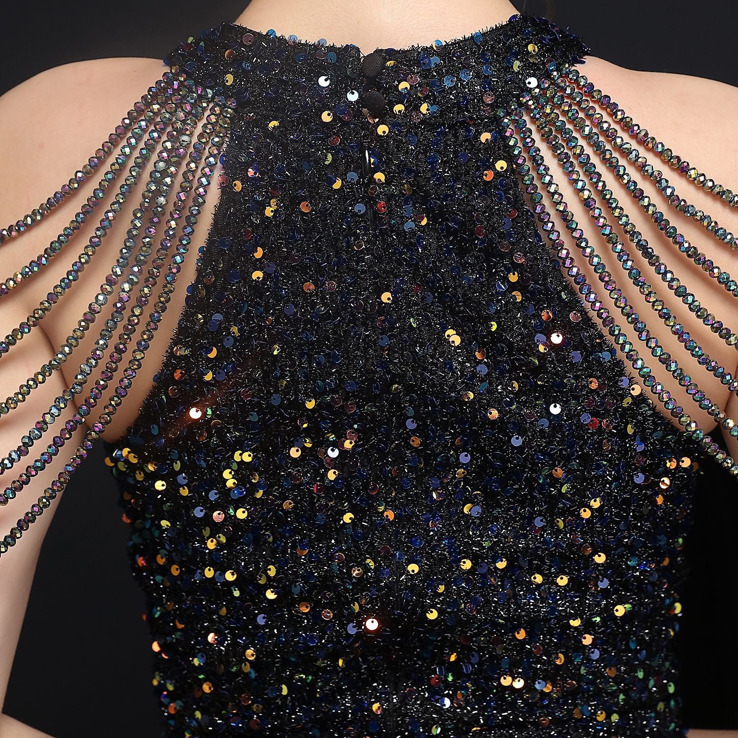 Summer sequin string shoulder midi elegant party dress 26