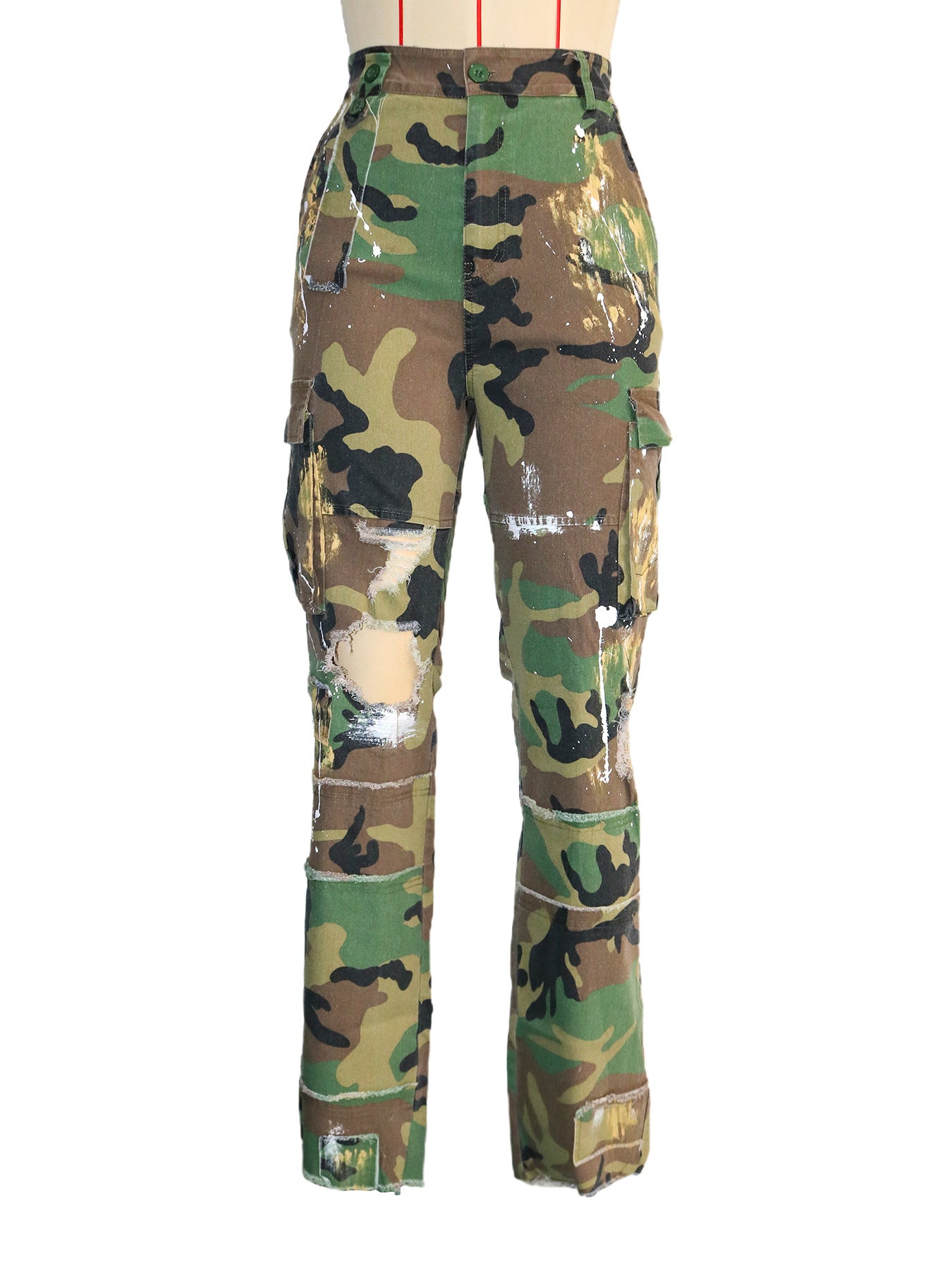 Women Casual Camouflage Print Pocket Cargo Pants 11