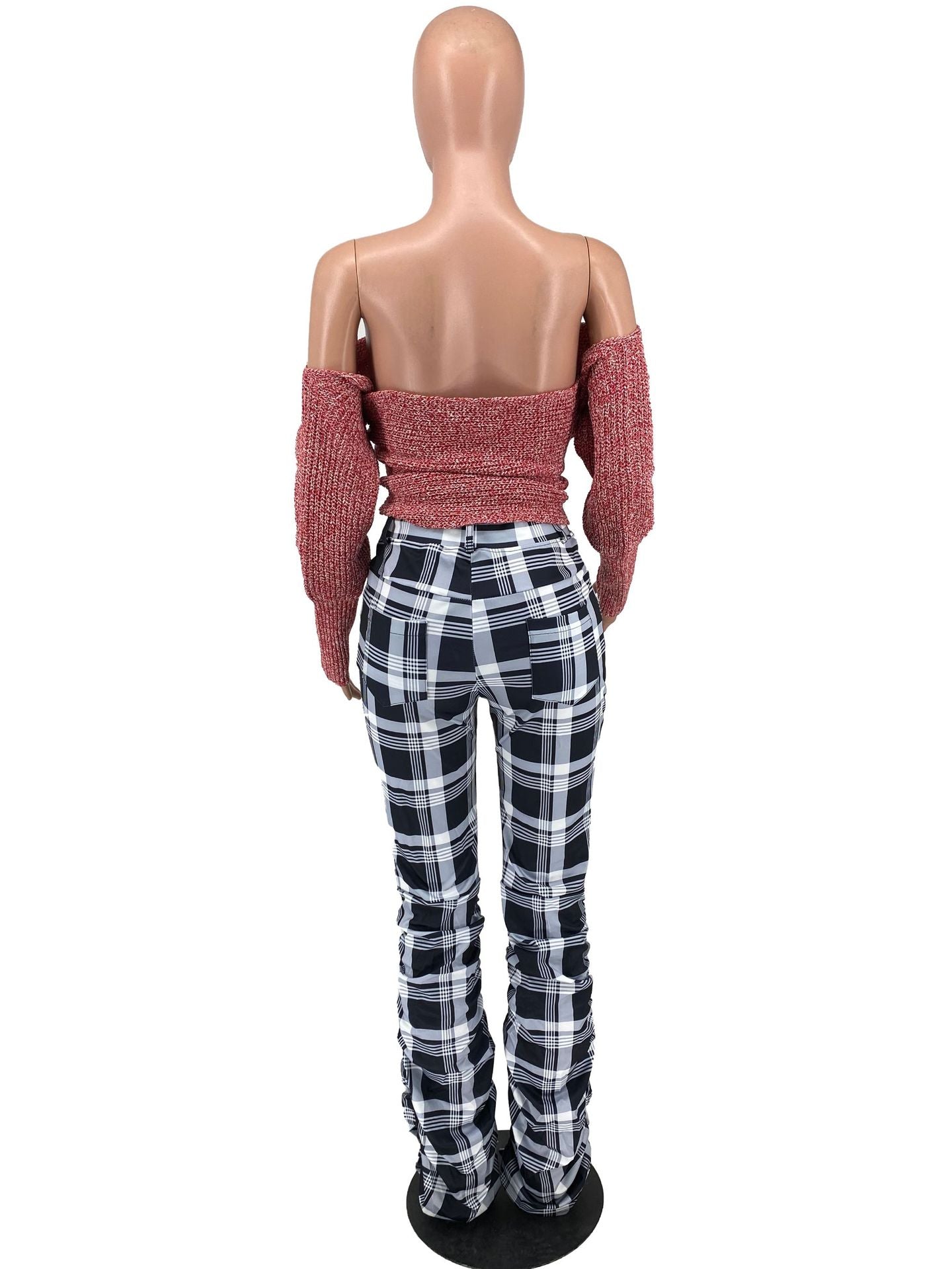 Women Backless Off Shoulder Long Sleeve Sweater 12