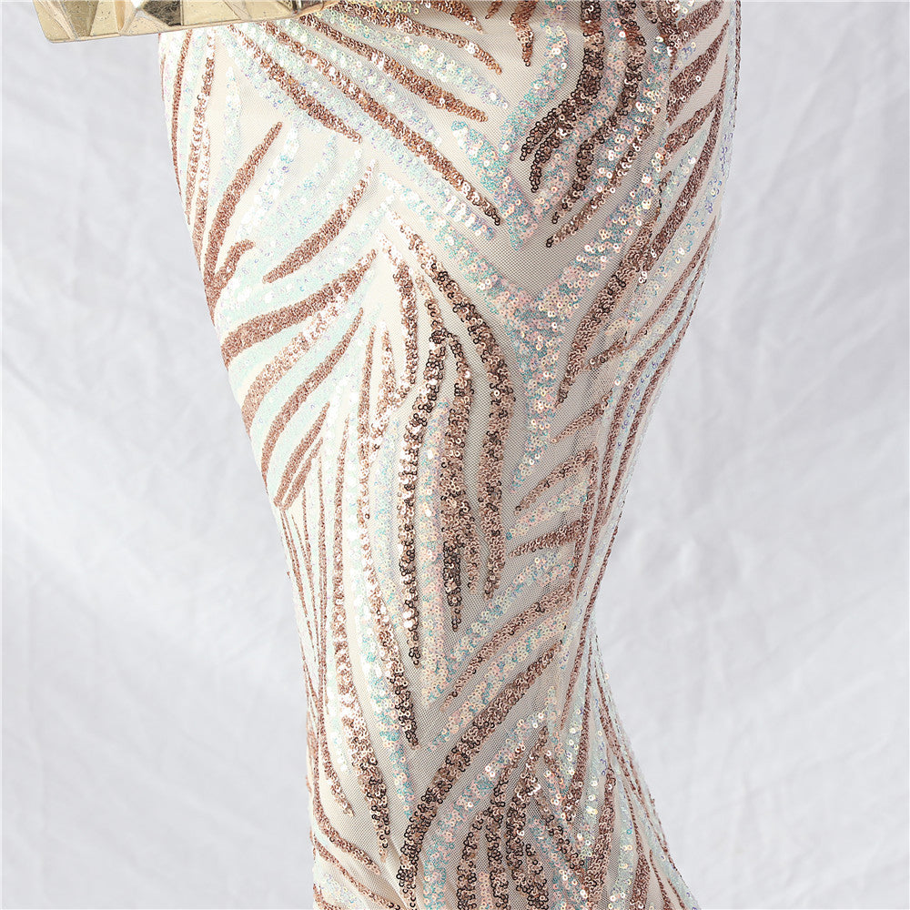 Women Off Shoulder Sequins Evening Dress 32