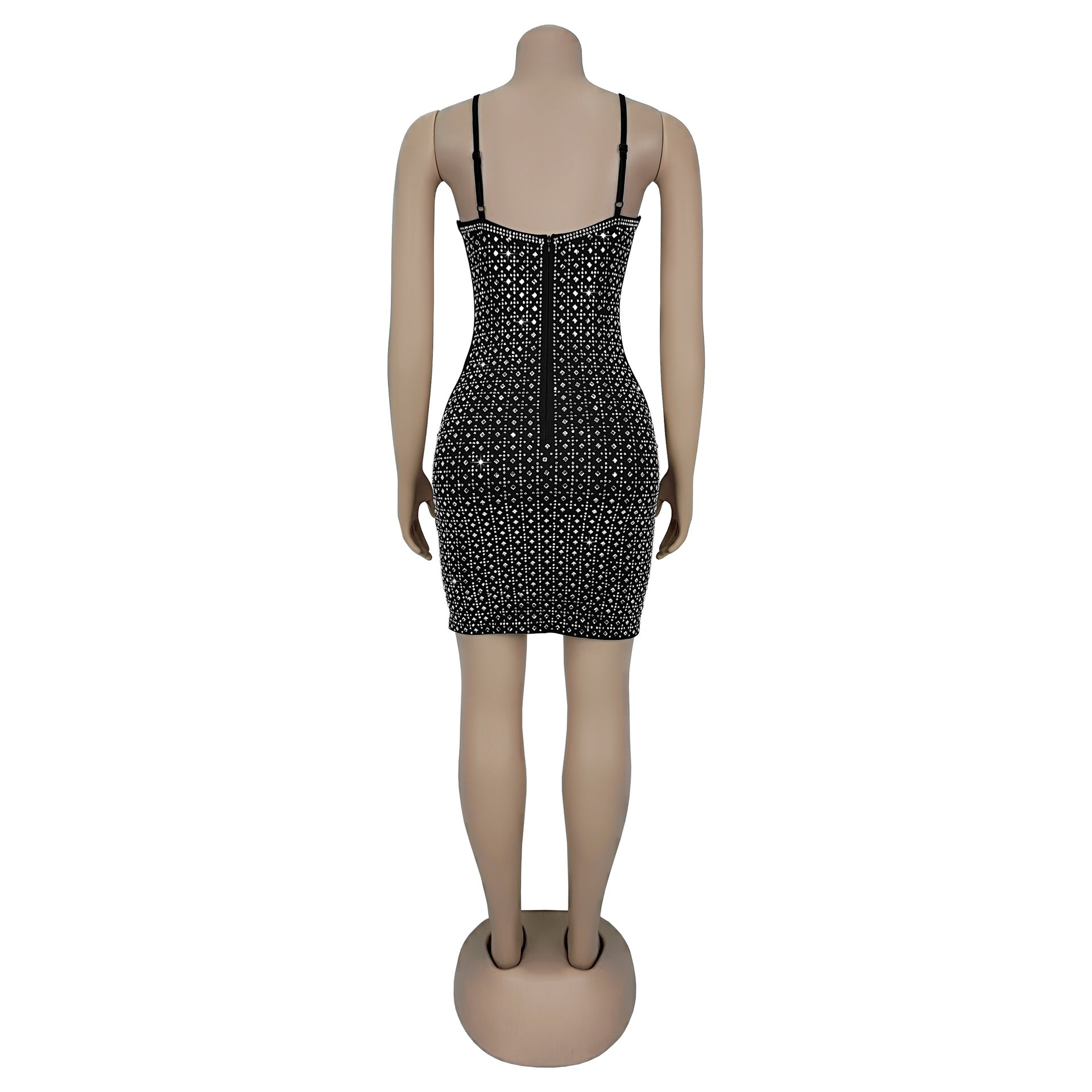 Women Beaded Sleeveless Suspender Bodycon Dress 6