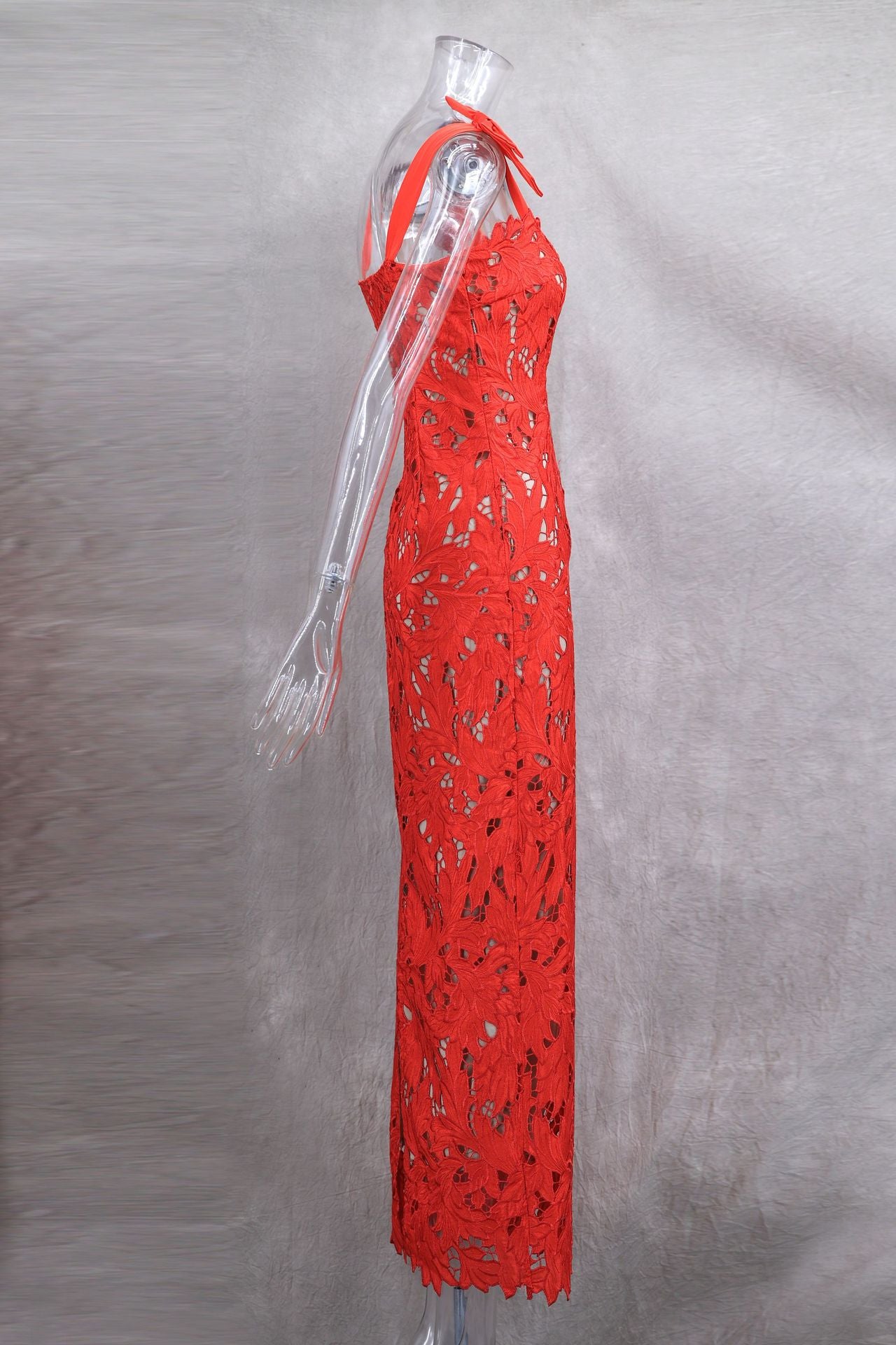 Women Spring and Summer Bow Embroidered Hollow Bodycon Dress 18