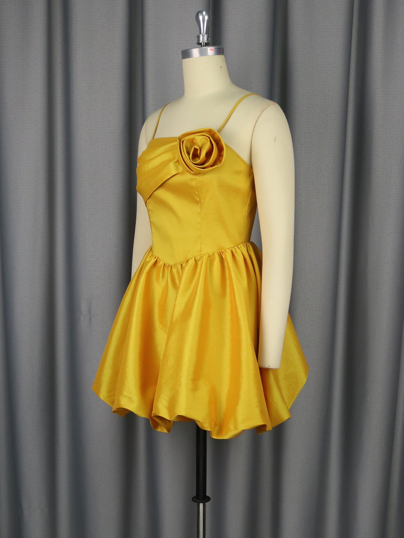 Floral Strapless Mini Dress Sexy Elegant Gold Party Gown 7