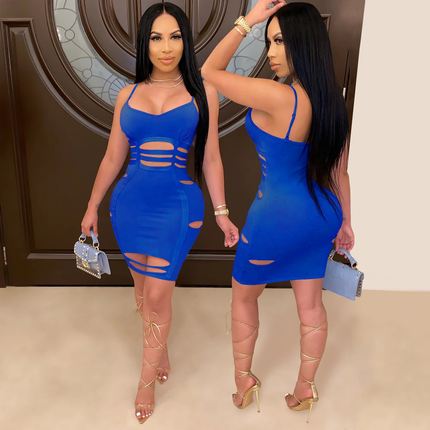 Women Cutout Halter Bodycon Dress