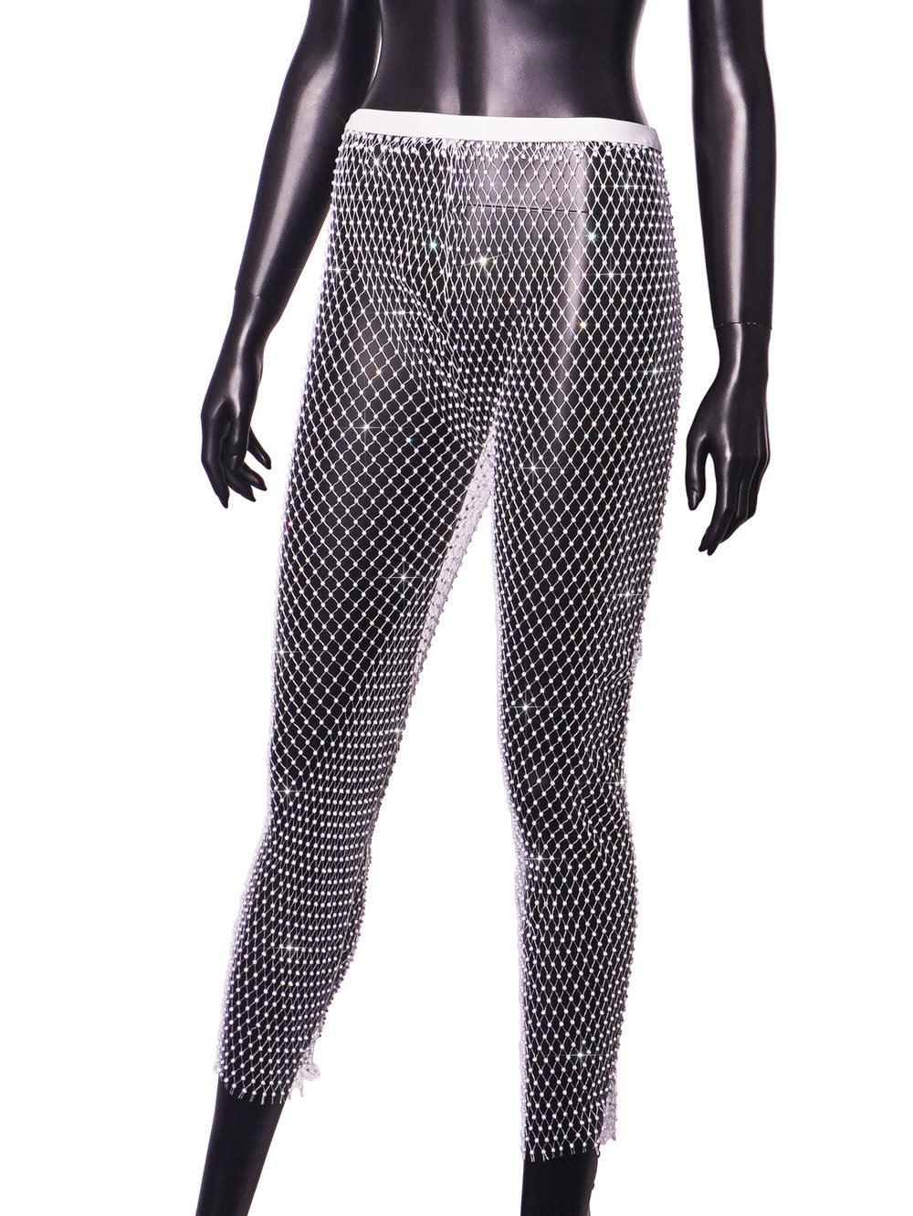 Women Sexy Rhinestone Fishnet Pants 41